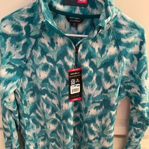 Eddie Bauer Teal Patterned Fleece Pullover